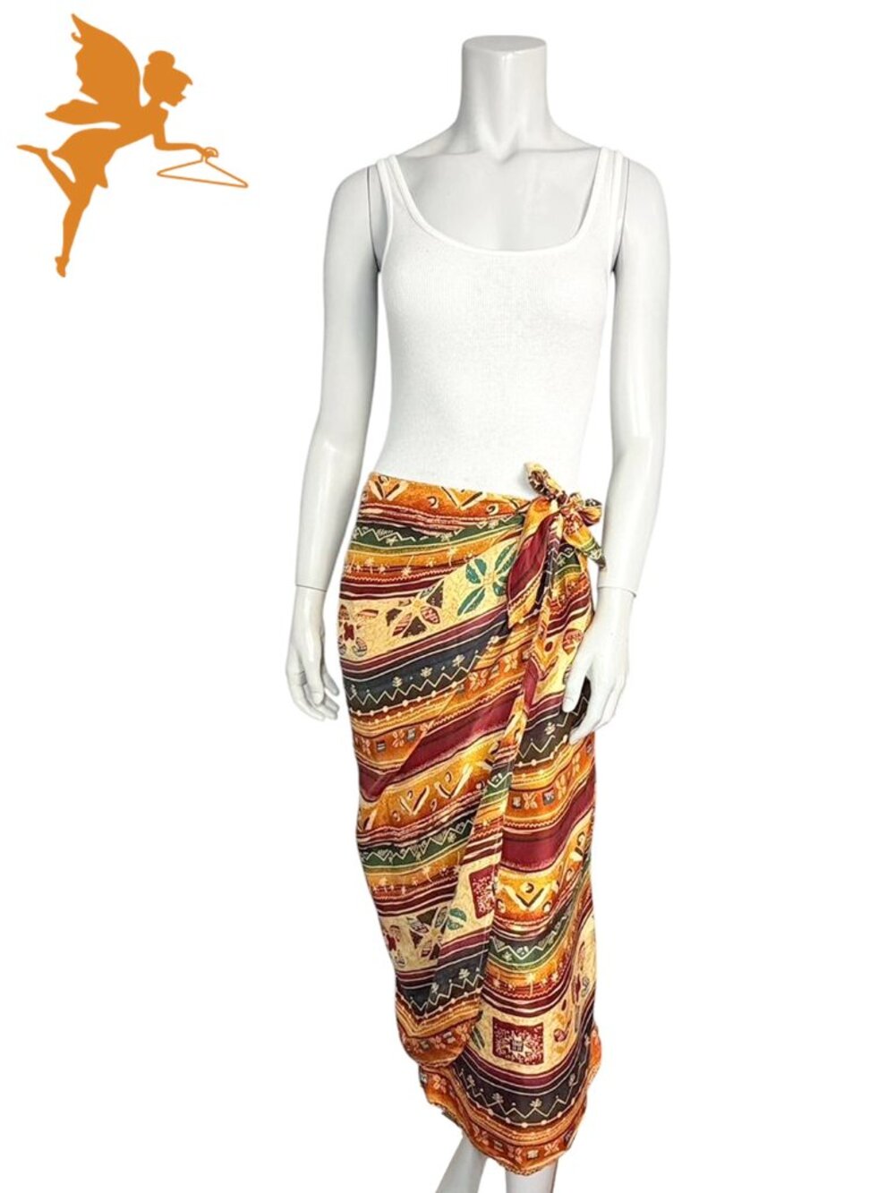 VINTAGE 1980s NEW YORK STUDIO Earth Tone Print Silk Wrap Skirt